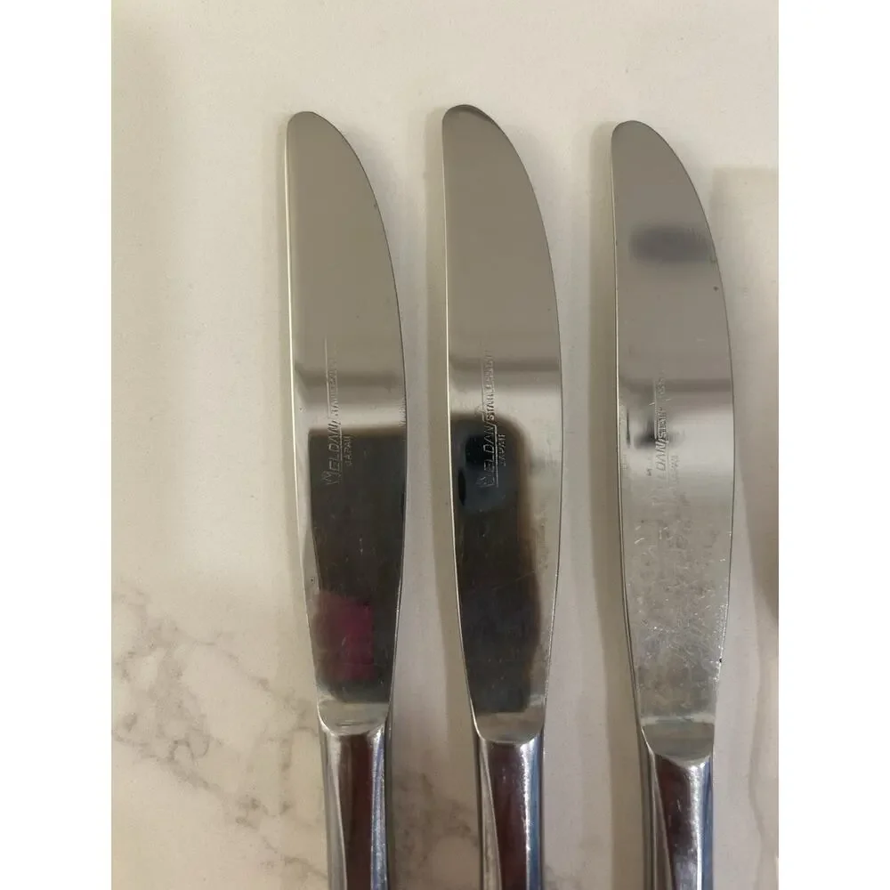 Eldan ELD18 Set 1 Butter 3 Dinner Knives MAY ROSE Textured Roses Stainless MCM